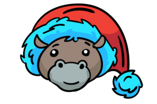 Christmas Jungle Face Hippo for Crafts