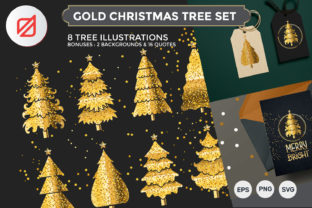 Gold Christmas Tree Set: Elegant Graphics for Handmade Creations