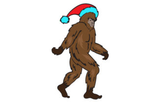 Sasquatch Wearing a Santa Hat: Christmas Crafts Asset