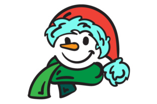 Snowman Face with Christmas Hat for Crafts